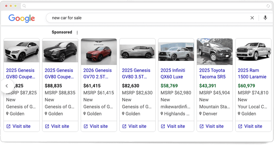 google vehicle listing ads group