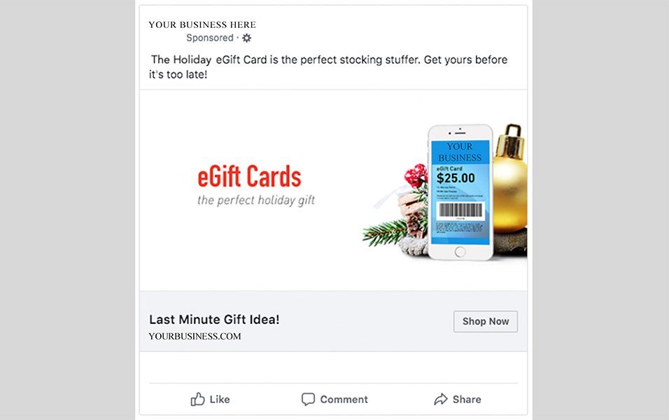 Example of a Holiday Facebook Ad. Holiday Facebook Ad Example
