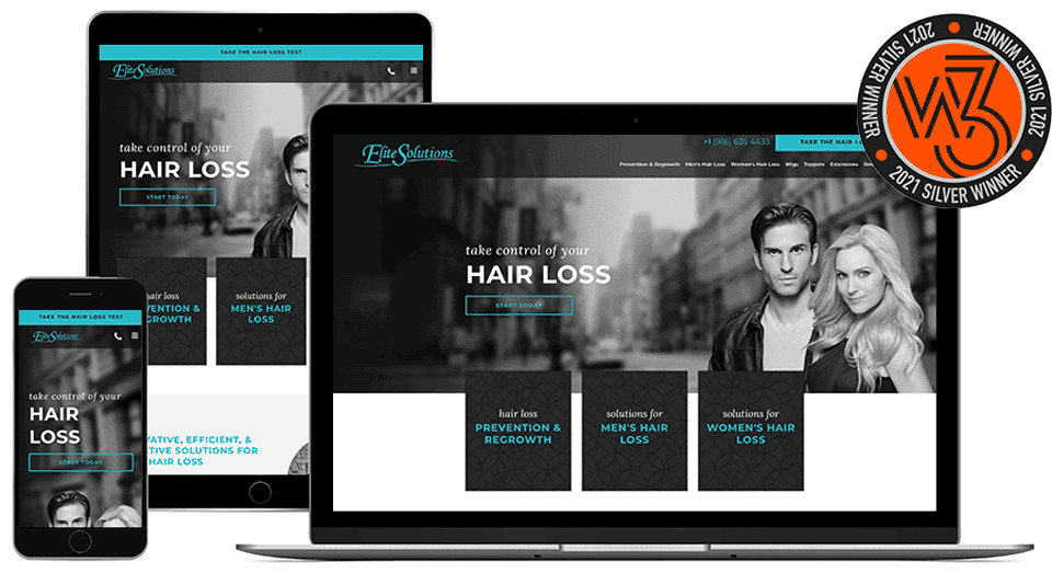 elite hair solutions' laptop tablet and mobile design