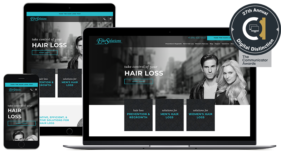 elite hair loss solutions laptop tablet and mobile design